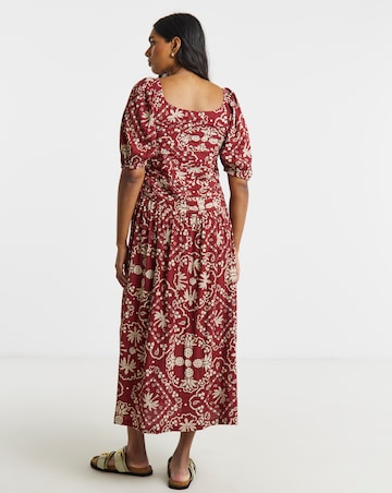 Crinkle Drop Waist Midi Dress