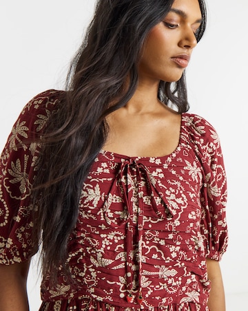 Crinkle Drop Waist Midi Dress