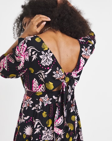 Crinkle Shirred Waist Skater Dress