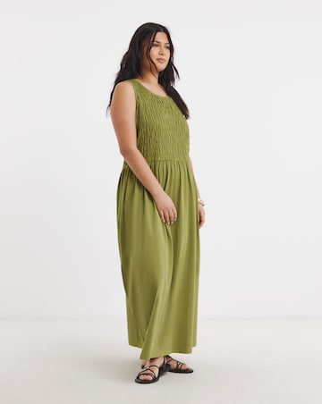 Shirred Jersey Midi Dress