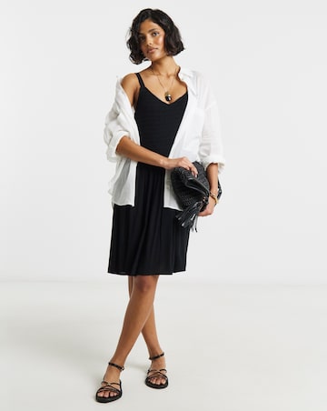 Crinkle Waist Detail Skater Dress