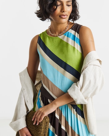 Stripe Linen Midi Dress