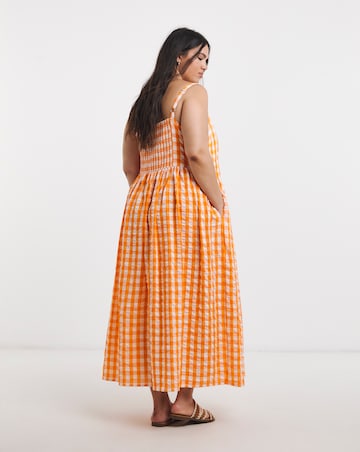 Gingham Waist Detail Midi Dress
