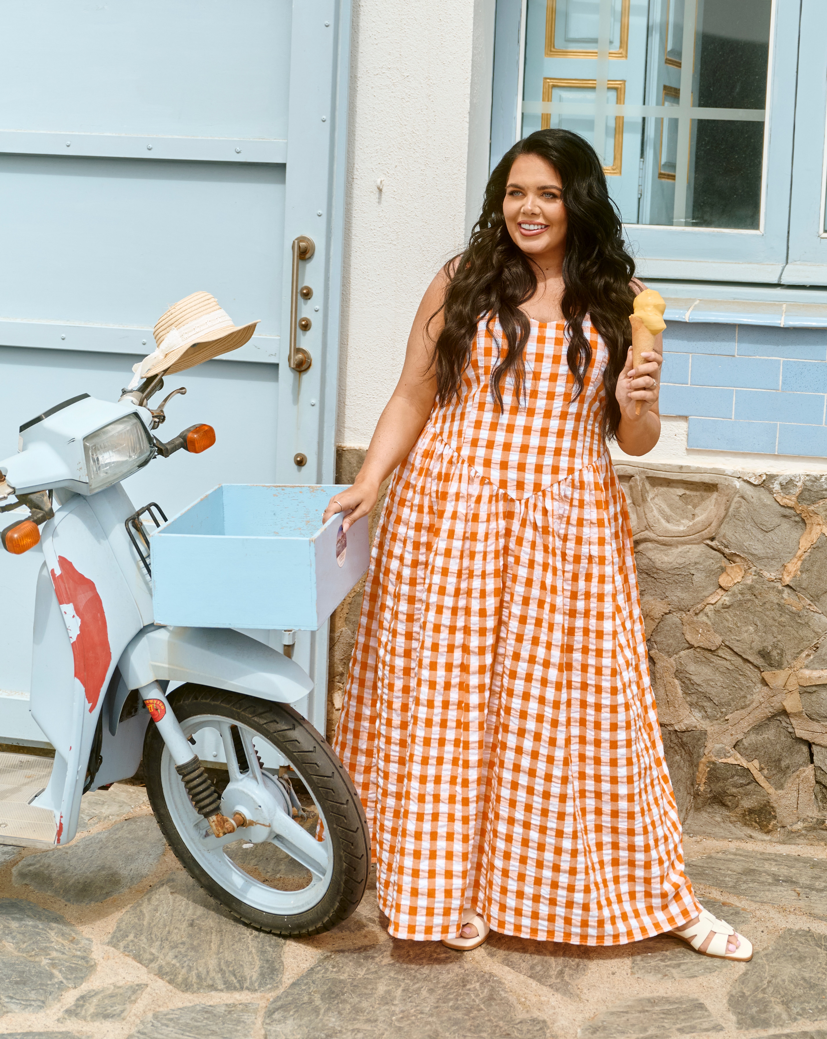 New In - Gingham Waist Detail Midi Dress