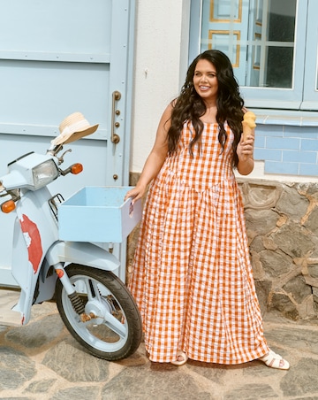 Gingham Waist Detail Midi Dress