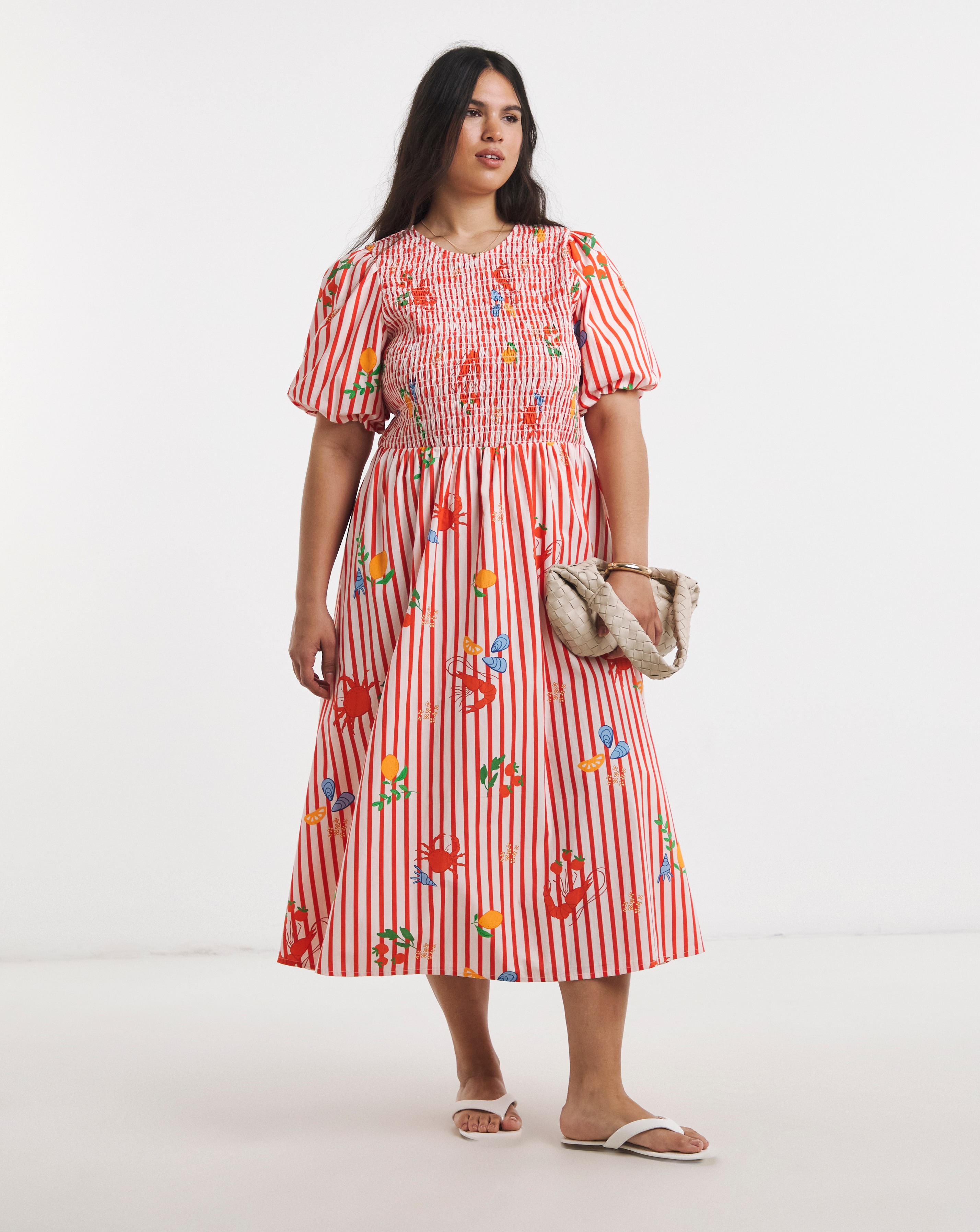 New In - Asymmetric Shirred Midi Dress