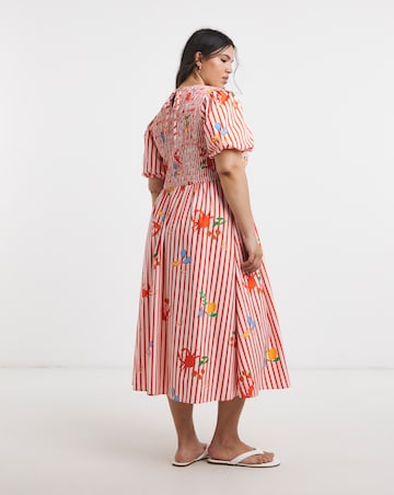 Asymmetric Shirred Midi Dress