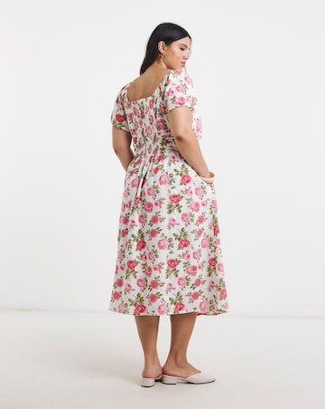 Floral Waist Detail Midi Dress