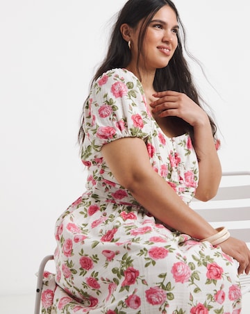 Floral Waist Detail Midi Dress