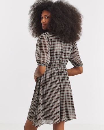 Check Button Through Skater Dress