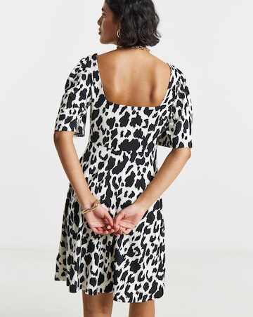 Leopard Print Supersoft Knot Front Skater Dress