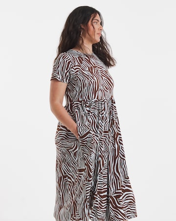 Zebra Print Supersoft Midi Dress With Pockets