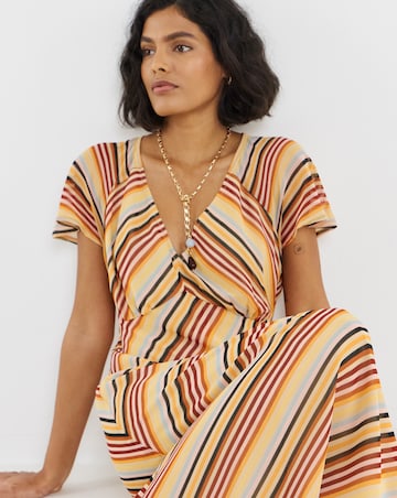 Simply Be Multi Stripe Print Georgette Midi Tea Dress