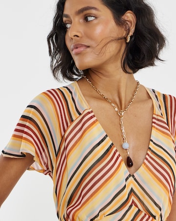 Simply Be Multi Stripe Print Georgette Midi Tea Dress