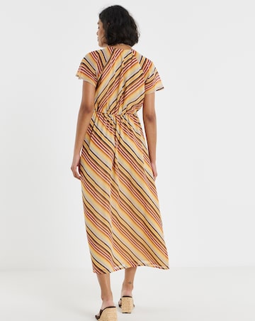 Simply Be Multi Stripe Print Georgette Midi Tea Dress