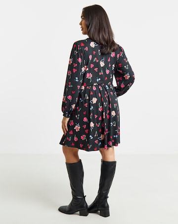 Simply Be Black Floral Lace Trim Supersoft Skater Dress