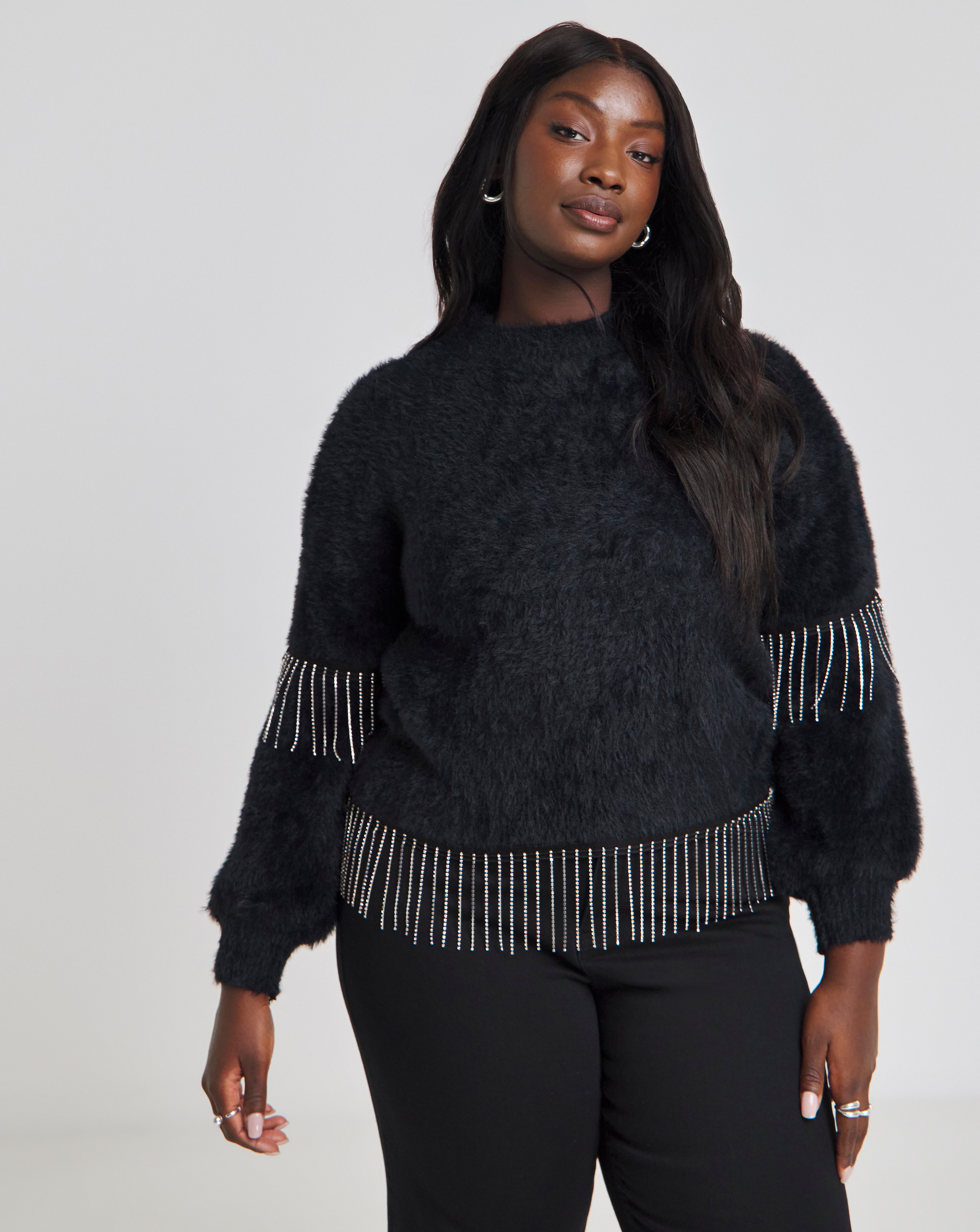 Lovedrobe Diamante Fringe Jumper