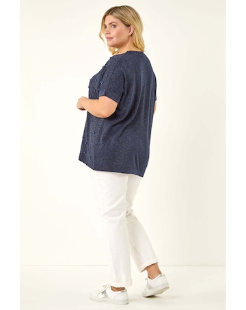 Roman Curve Faux Pearl Embellished Top