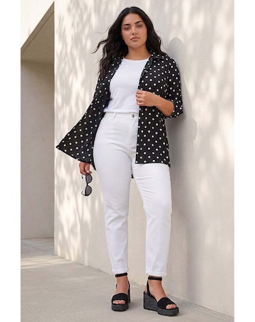Roman Curve Spot Print Button Shirt