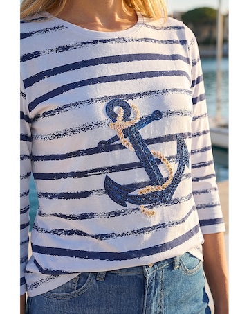 Roman Anchor Striped Hotfix Top