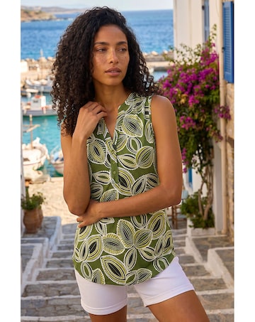 Roman Textured Leaf Print Vest Top