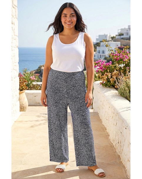 Roman Curve Spot Print Palazzo Trouser