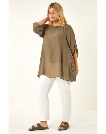 Roman Curve Buttoned Side Asymmetric Top