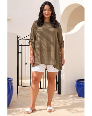 Roman Curve Buttoned Side Asymmetric Top