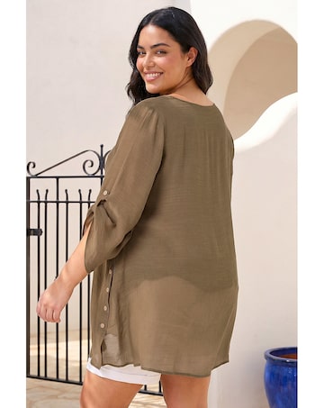 Roman Curve Buttoned Side Asymmetric Top