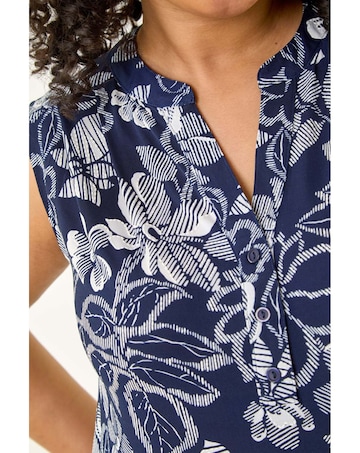 Roman Curve Floral Puff Stretch Vest