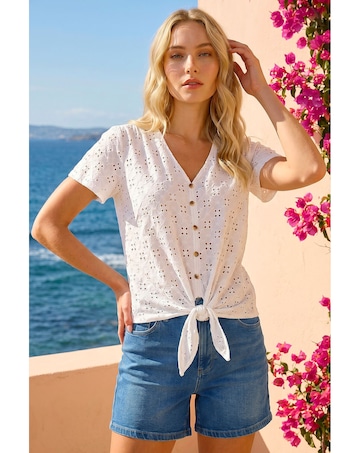 Roman Broderie Stretch Jersey Top