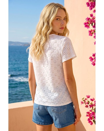 Roman Broderie Stretch Jersey Top
