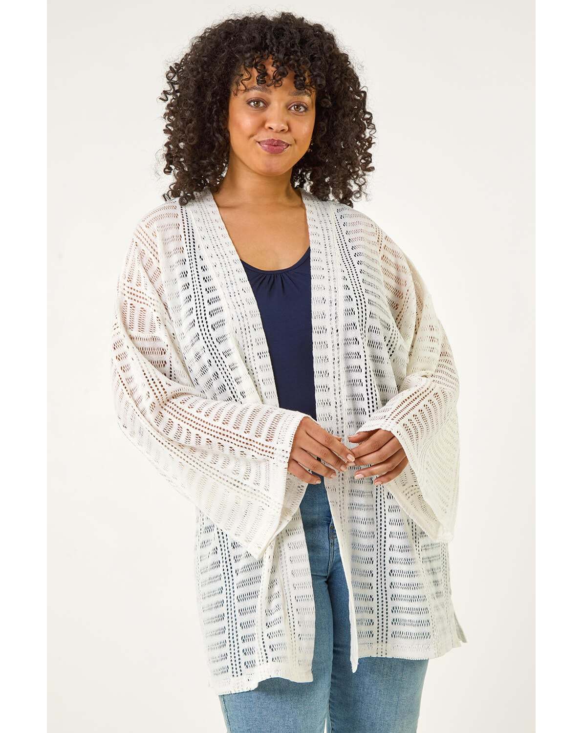 New In - Roman Curve Open Knit Cardigan