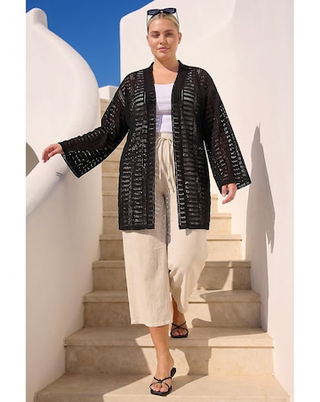 Roman Curve Open Knit Cardigan