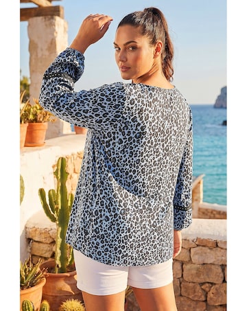 Roman Curve Animal Print Studded Top