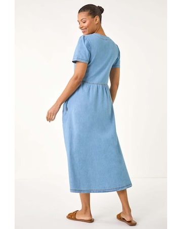 Roman Denim Button Down Midi Dress