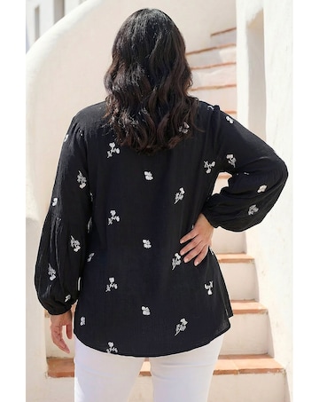 Roman Curve Embroidered Woven Top