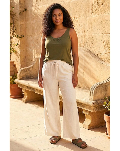 Roman Curve Linen Blend Trousers