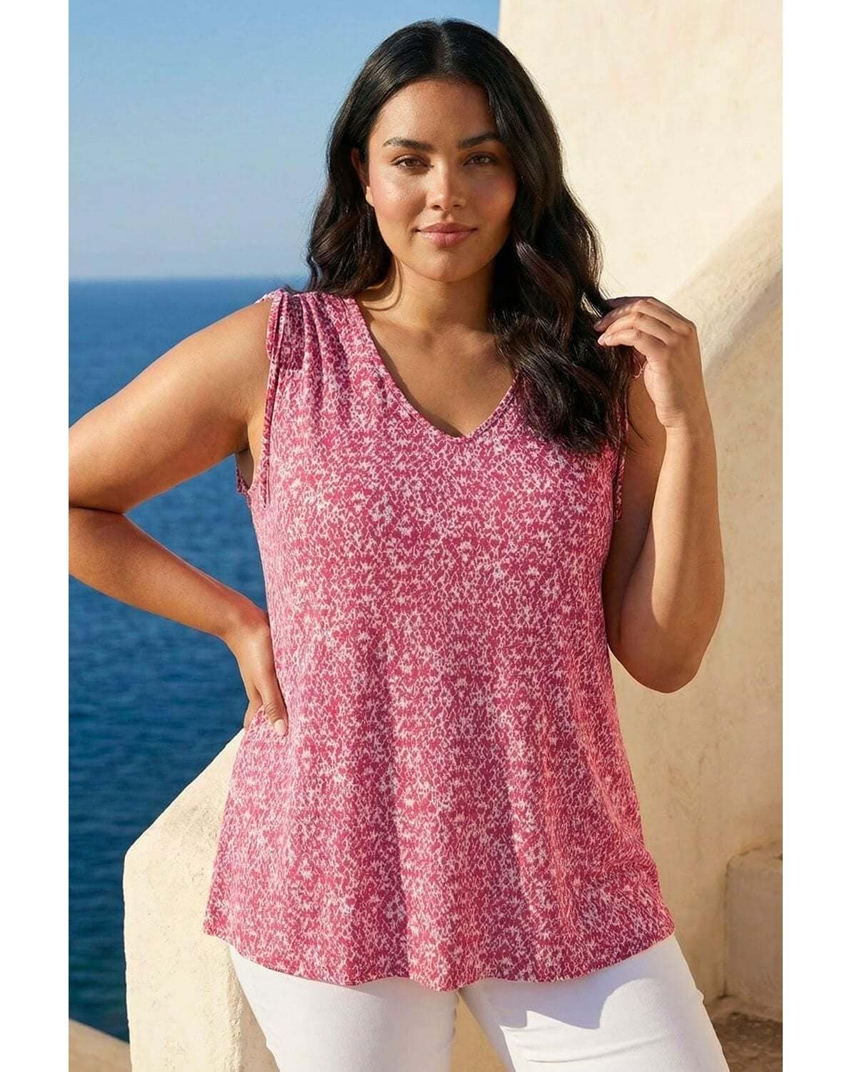 New In - Roman Curve Ruched Shoulder Vest Top