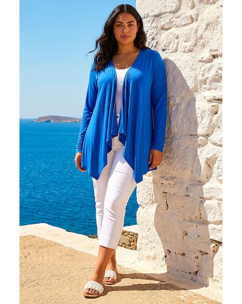 New In - Roman Curve Waterfall Longline Cardigan