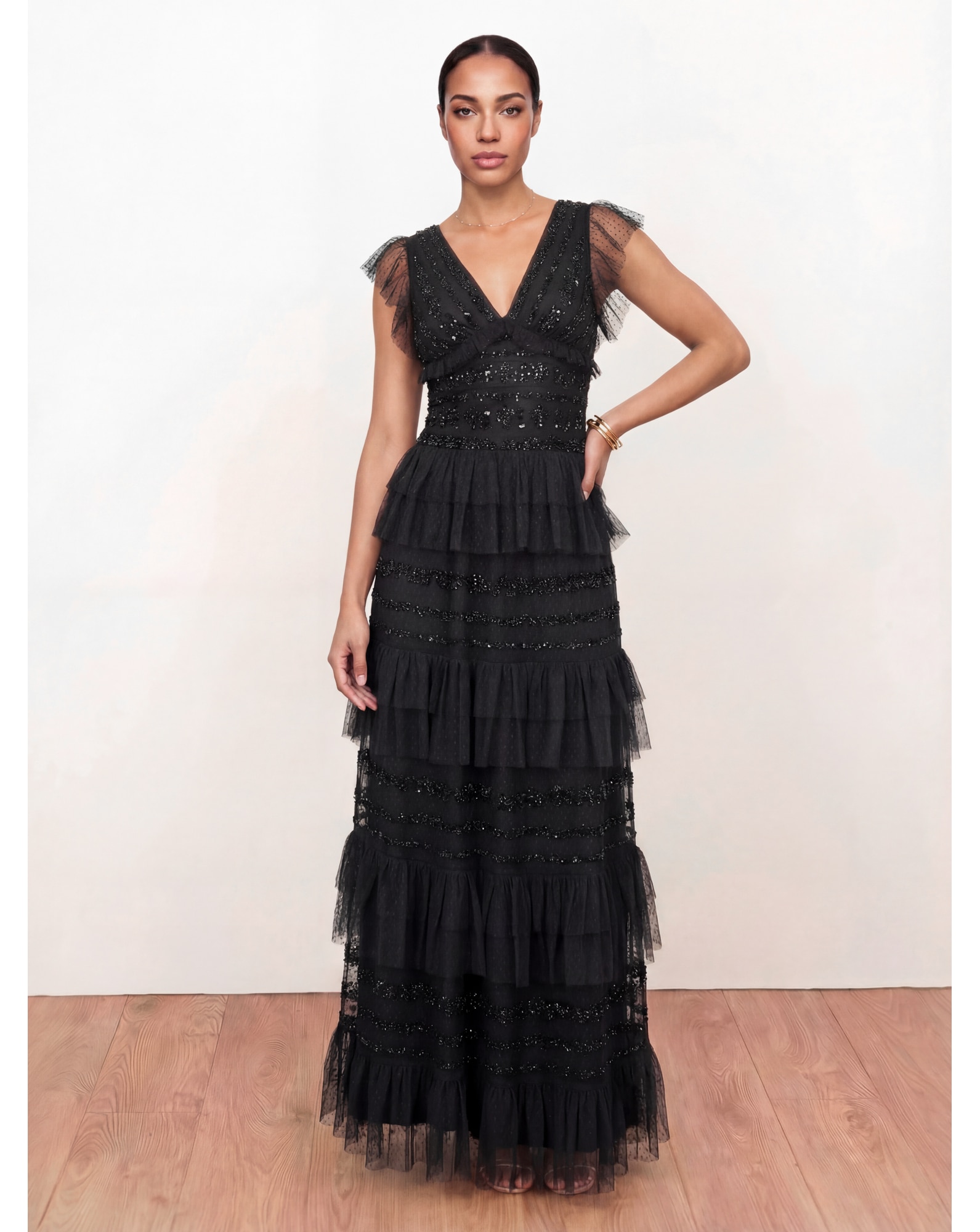 New In - Maya Deluxe Embellished V Neck Maxi Dres