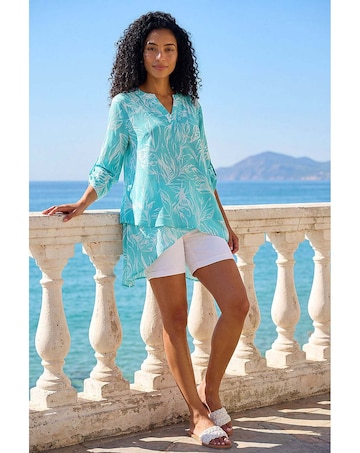 Roman Linear Print Wrap Tunic