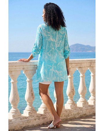 Roman Linear Print Wrap Tunic