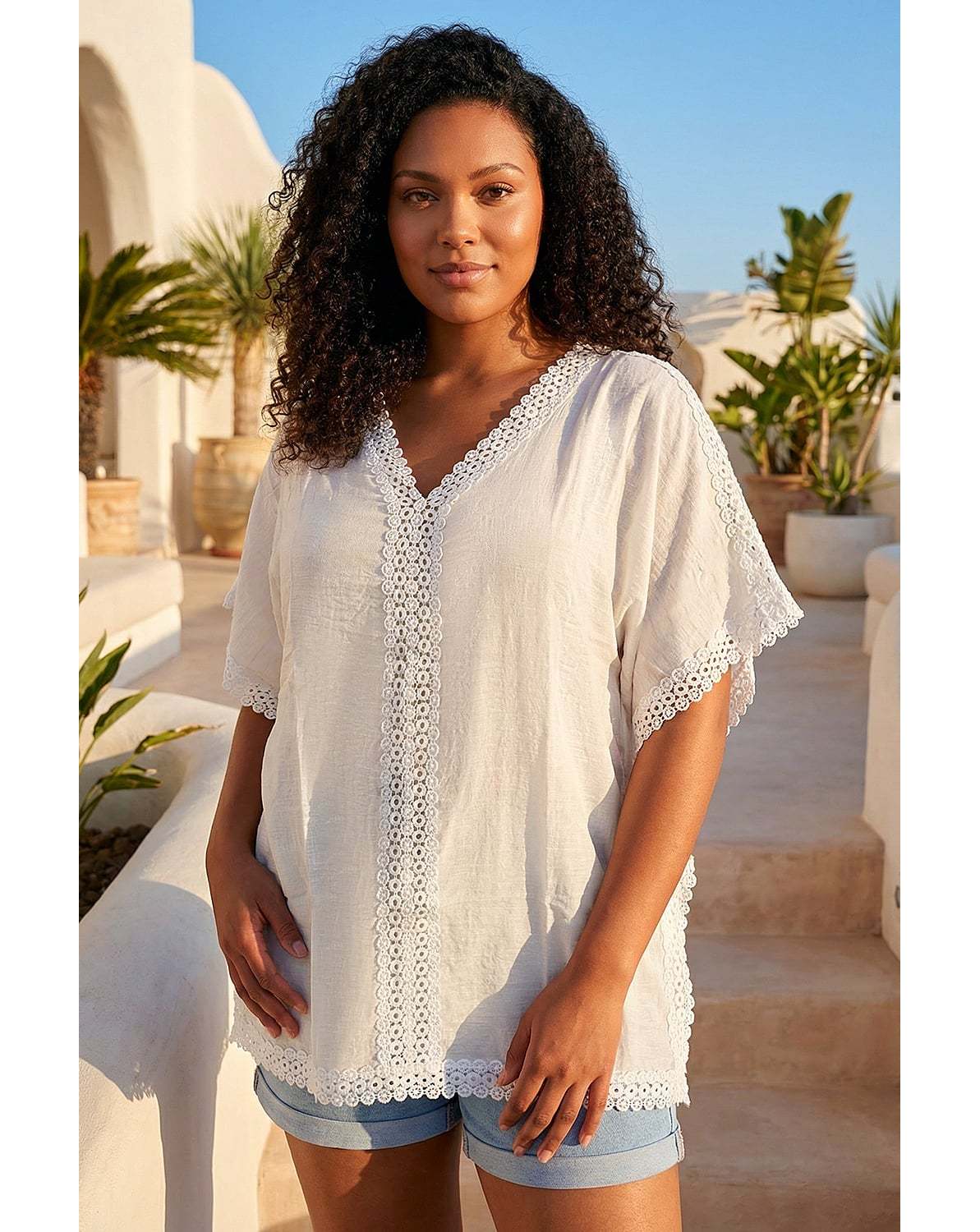 New In - Roman Curve Crochet Top