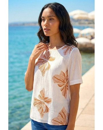 Roman Floral Embroidered Top
