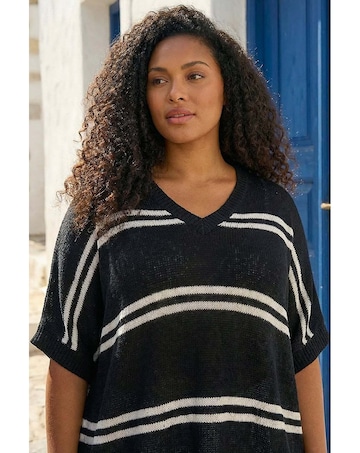 Roman Curve Stripe V-Neck Knit Jumper