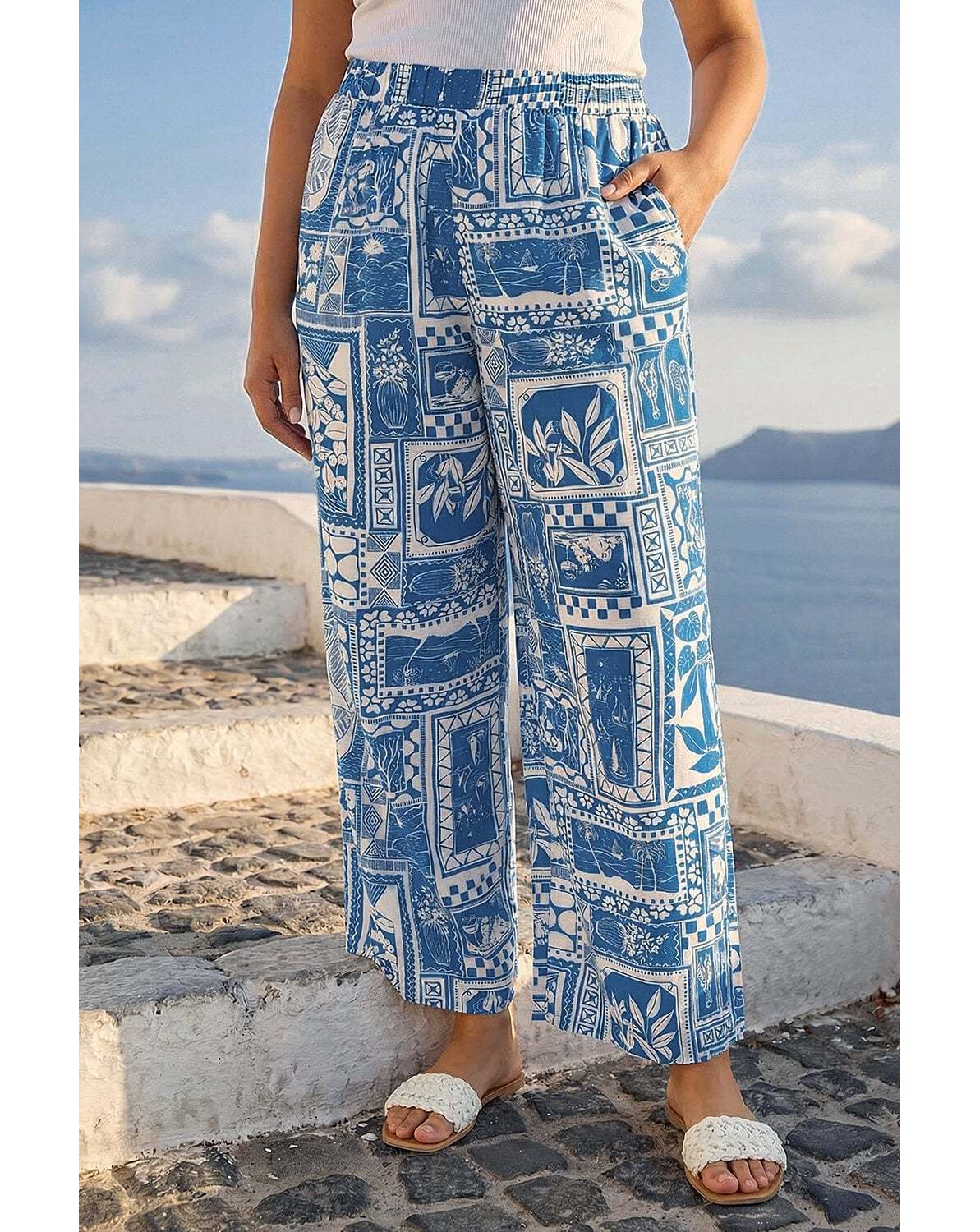 Roman Curve Postcard Wide Leg Trouser