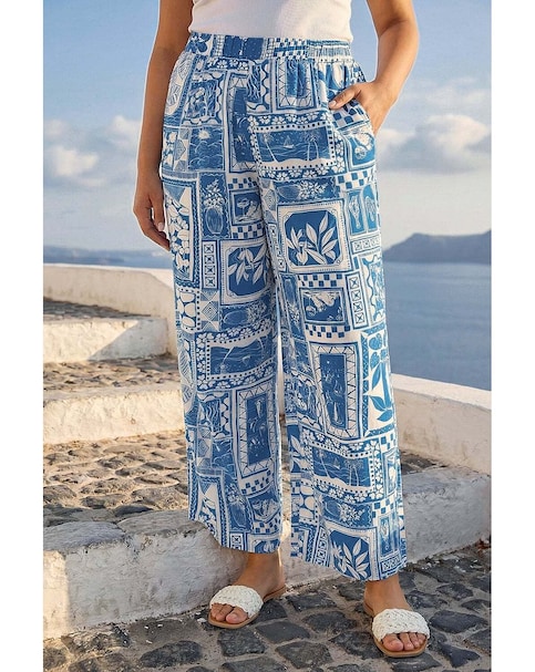 Roman Curve Postcard Wide Leg Trouser