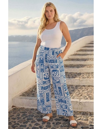 Roman Curve Postcard Wide Leg Trouser