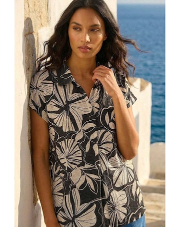 Roman Printed Broderie Collared Top